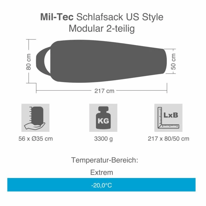 Mil-Tec Schlafsack US Style Modular 2-teilig 5 Mil-Tec Schlafsack US Style Modular 2-teilig – Bild 3