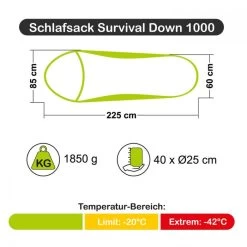 Carinthia Schlafsack Survival Down 1000 -Outdoor Campingausrüstung Geschäft c9359 001