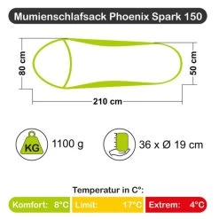 HIGHLANDER Mumienschlafsack Phoenix Spark 150 -Outdoor Campingausrüstung Geschäft hlsb242 001 5 1