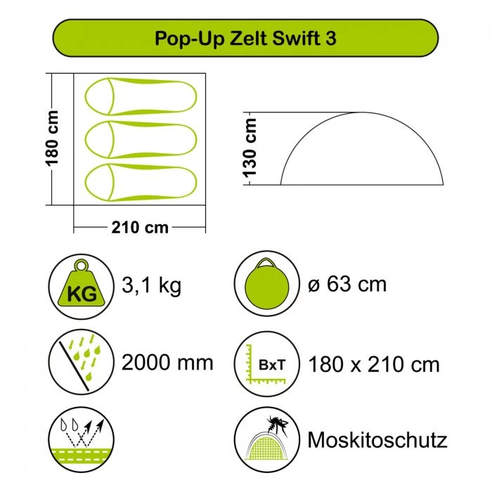 High Peak Pop-Up Zelt Swift 3 (Sale) 4 High Peak Pop-Up Zelt Swift 3 (Sale) – Bild 2