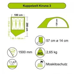 High Peak Kuppelzelt Kiruna 3 -Outdoor Campingausrüstung Geschäft hp103 063 2